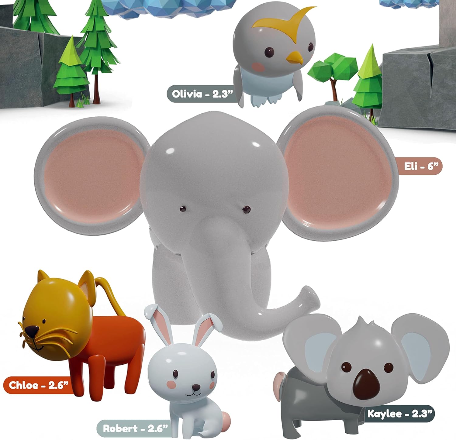 SplashEZ Animals Bath Toys for Toddlers, Mold Free Bath Toys for Kids, No Hole for Water Soft Durable Elephant Play Set for Bathtub, Pool, Shower Boys & Girls, No Mold, Ages 0-1-3-4-5-6-8