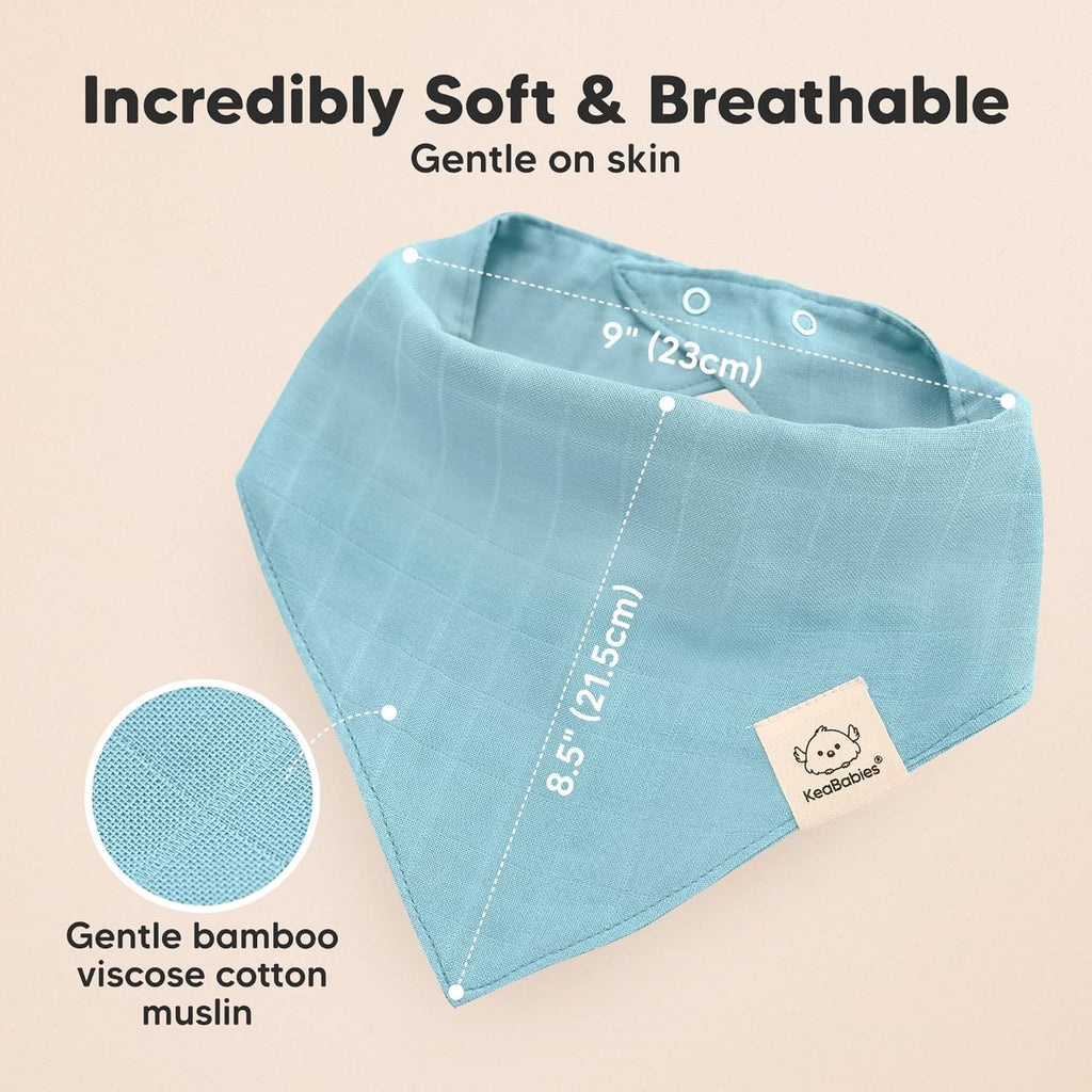 8-Pack Muslin Baby Bibs for Boys, Girls - Muslin Bandana Drool Bibs for Baby Girl & Boy, Drooling Newborn, Teething Toddler, Infant 0-36 Months, 100% Cotton Extra Absorbent & Soft (Nimbus)