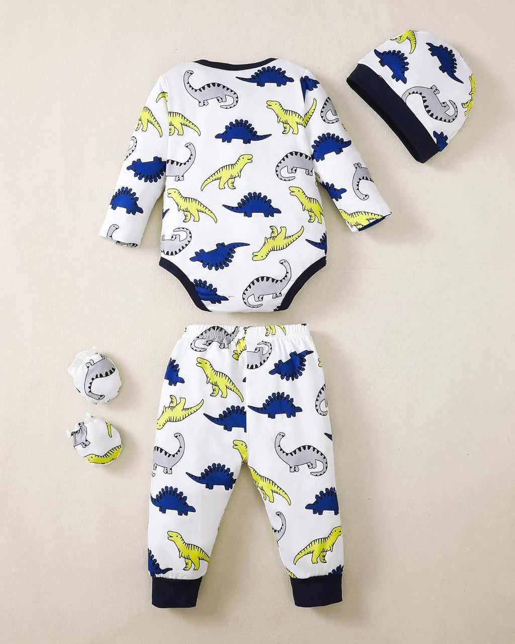 NZRVAWS Newborn Baby Boy Girl Clothes Unisex Infant Romper Pants Set Hat 4-Pack Outfits 0-12 Months 16 Pieces Toddler