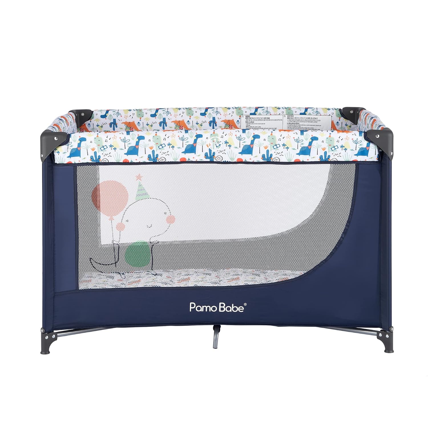 Pamo Babe Travel Foldable Portable Bassinet Baby Infant Comfortable Play Yard Crib Cot with Soft Mattress Breathable Mesh Walls, and Carry Bag Blue