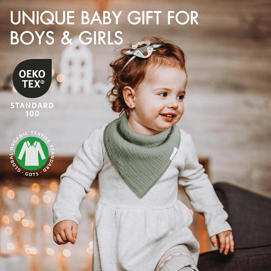 Muslin Baby Bibs for Boys Girls,10 Pack Super Absorbent Baby Bandana Drool Bibs Set for Teething and Drooling,100% Cotton Soft for Infant,Newborn