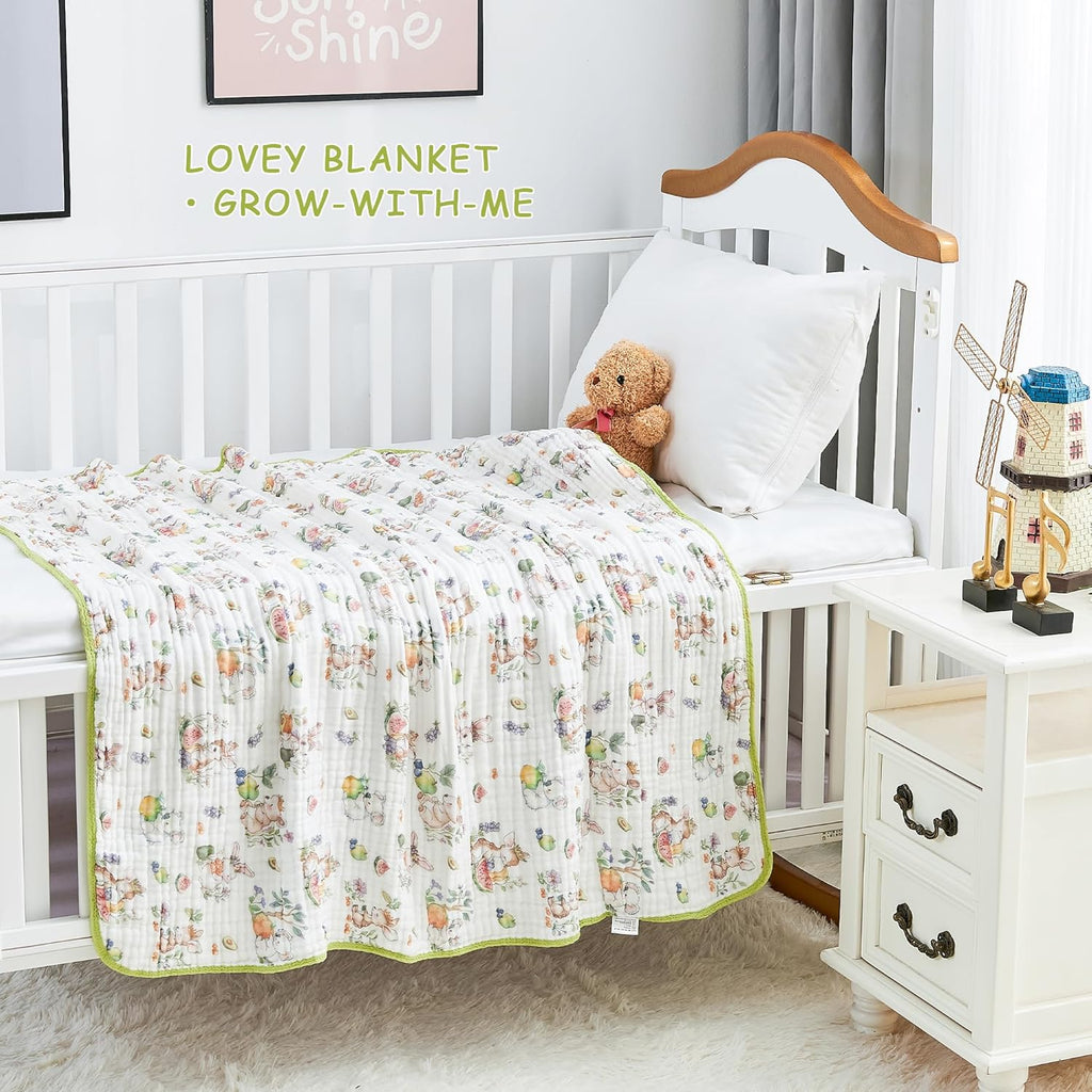 Luxury Muslin Baby Blanket, Soft Swaddle, 6-Layer Cotton Receiving Blanket for Newborn Infant, 43x43 Inch Lightweight Breathable Crib Blanket, Nursery Stroller Toddler Quilt, Animal Print