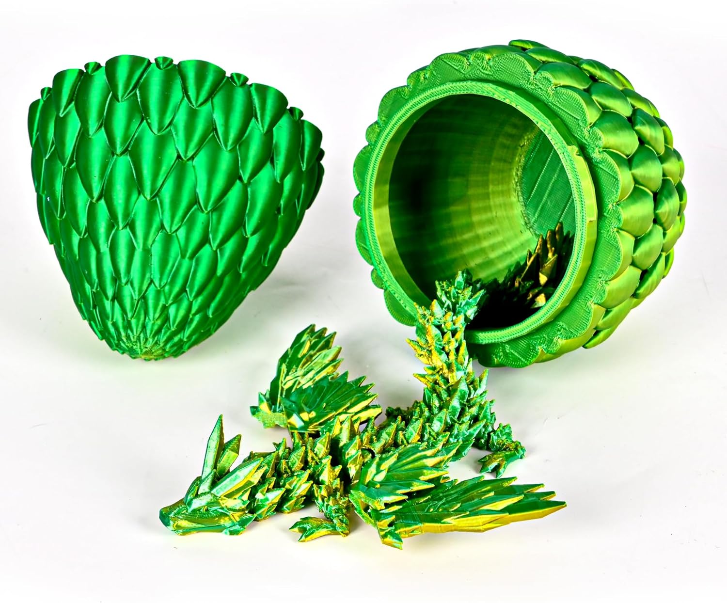 12inch Fly Dragon Egg, Year of The Dragon, 3D Printed Dragon, Executive Desk Toys, Articulated Dragon, Fidget Toys Gifts for Graduates Students Teachers Adults (Yellow&Green)