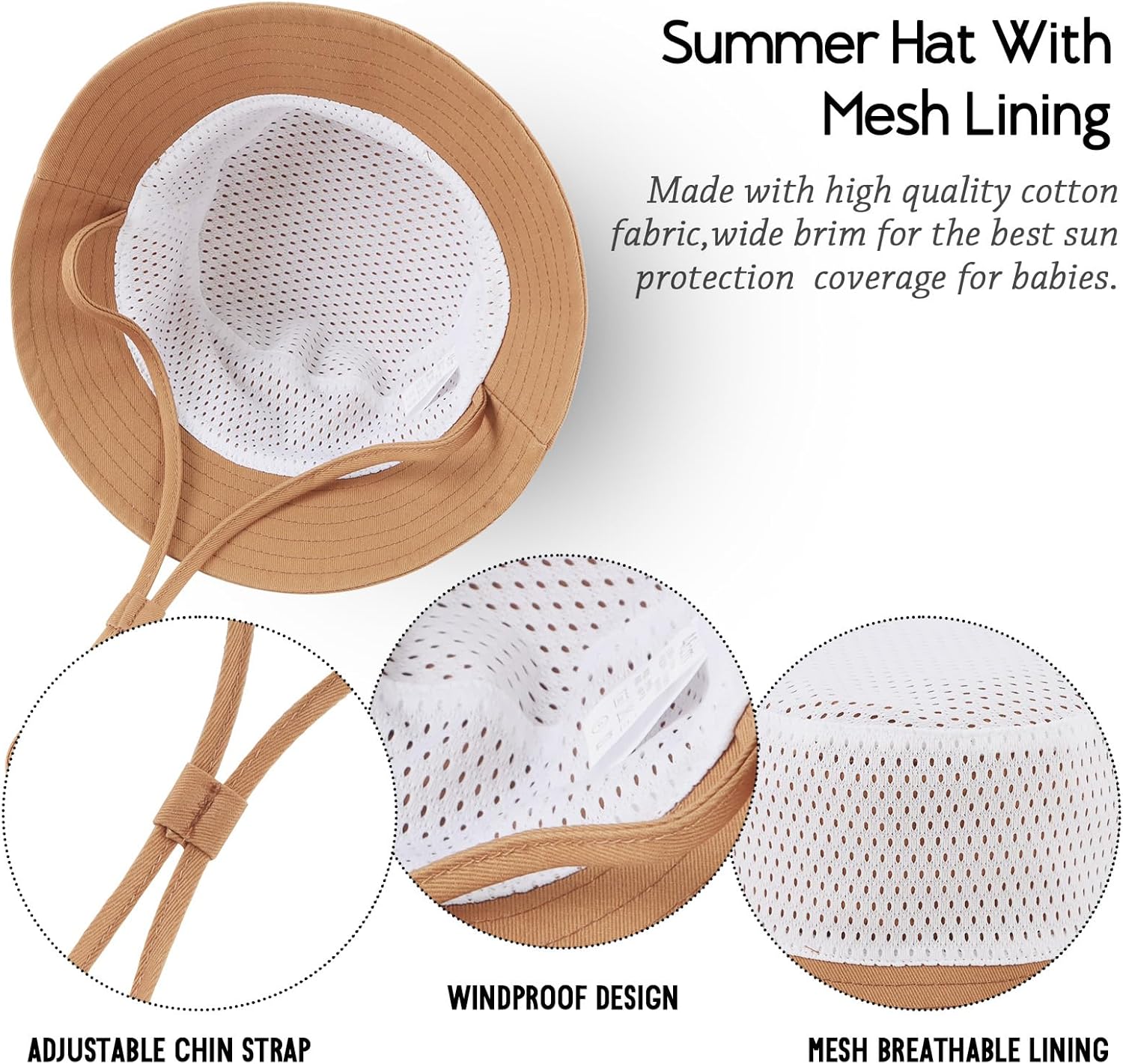 JANGANNSA Cotton Baby Sun Hat Infant Toddler Boys Girls Bucket Hats Summer Sun Protection Kids Beach Caps