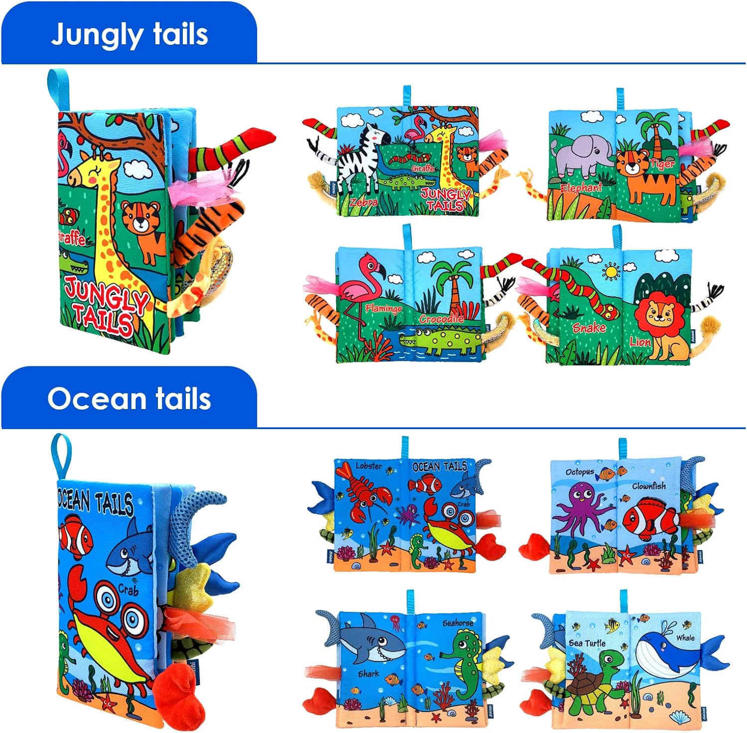 Baby Cloth Books 2PCS High Contrast Sensory Crinkle Book for Babies Tummy Time Early Learning Infant Toys for 0-18 Months