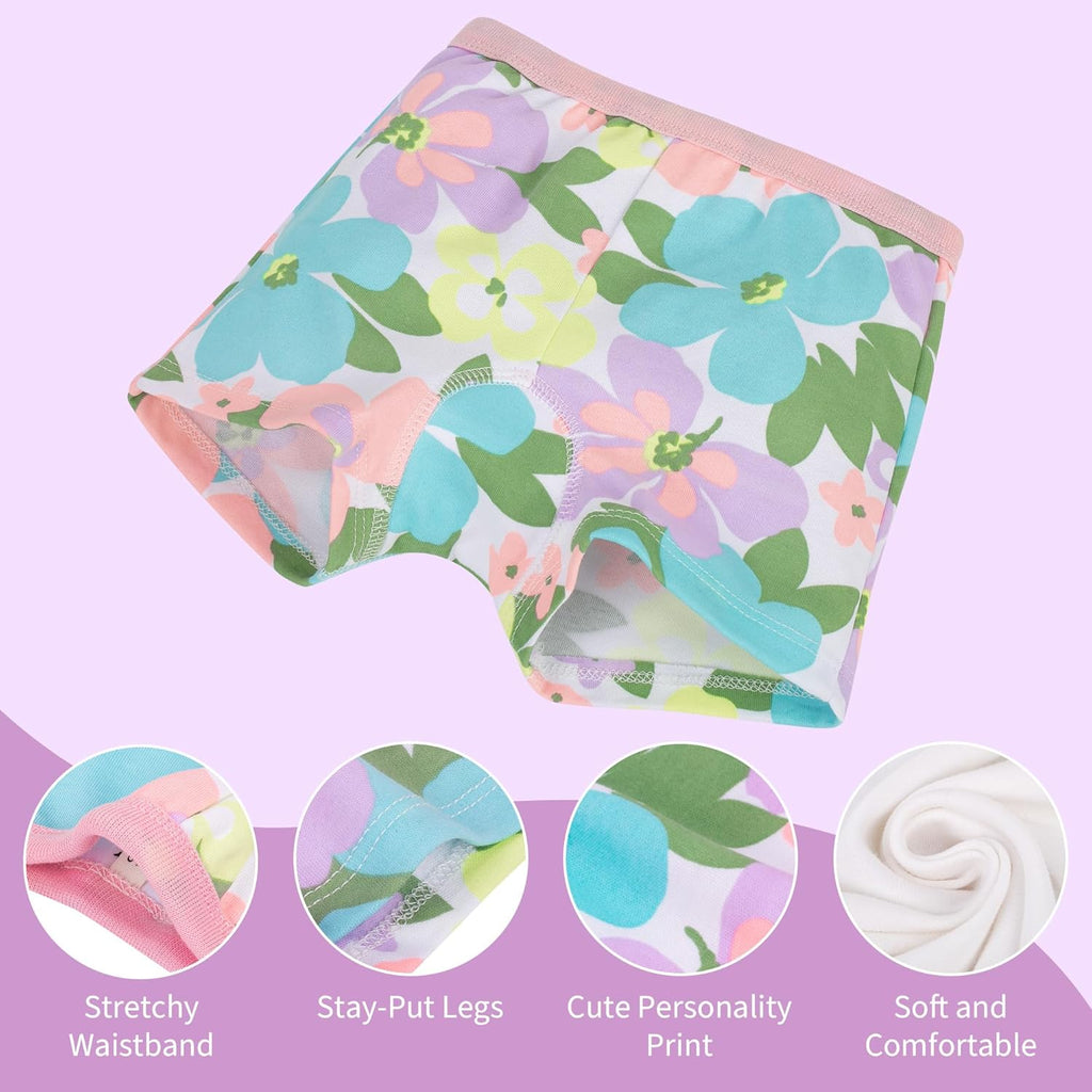 BIG ELEPHANT 10 Pack Toddler Girls' Underwear Boxer Briefs，100% Cotton Super Soft Breathable Panties (3T-10Y)