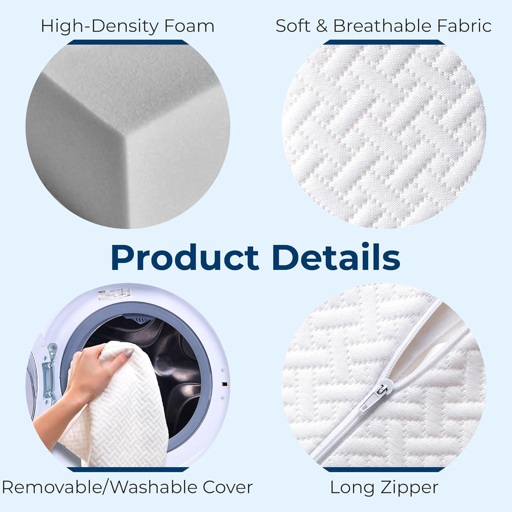 5 STARS UNITED Small Knee Pillow for Side Sleepers – Wedge Firm Foam Support for Belly, Back & Knees – Compact Maternity Cushion for Travel & Pregnancy Relief, White