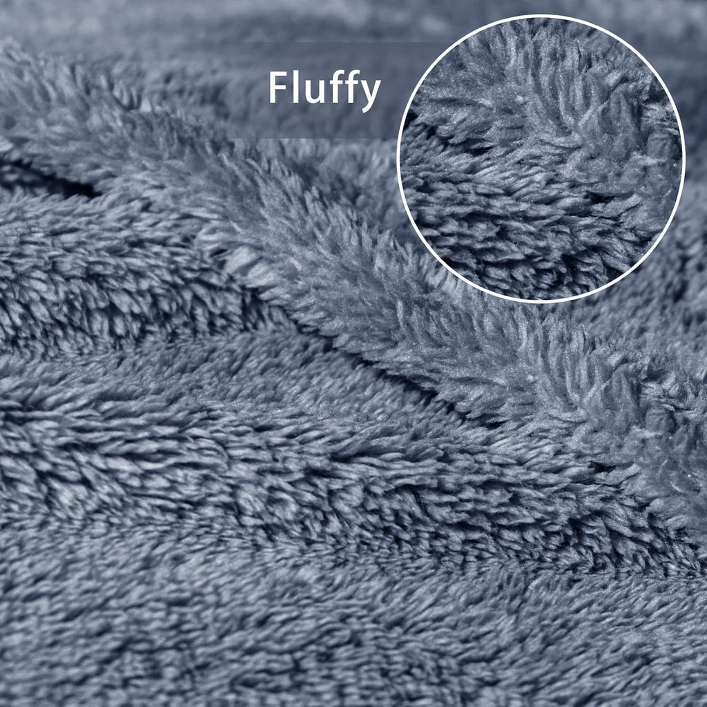 Exclusivo Mezcla Twin Size Flannel Fleece Blanket, Super Soft Velvet Plush Bed Blanket, Fuzzy Cozy and Warm for All Seasons, 60x80 Inches, Stone Blue