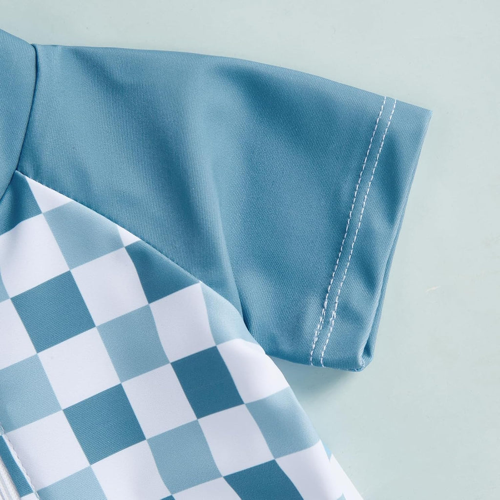 MAYUMMPY Baby Boys Girls Swimwear Casual Zipper One Pieces Rash Guard Swimsuit and Hat Beachwear Bathing Suit