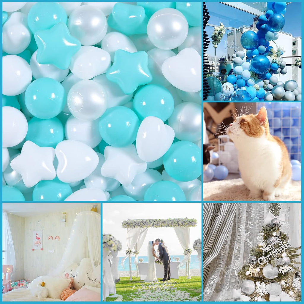 GOGOSO Ball Pit Balls Shapes for Kids - 100 Pieces Crush Proof Stress StarBalls BPA&Phthalate Free Non-Toxic Soft Plastic Ball for Baby Birthday Pool BallPit Accessories