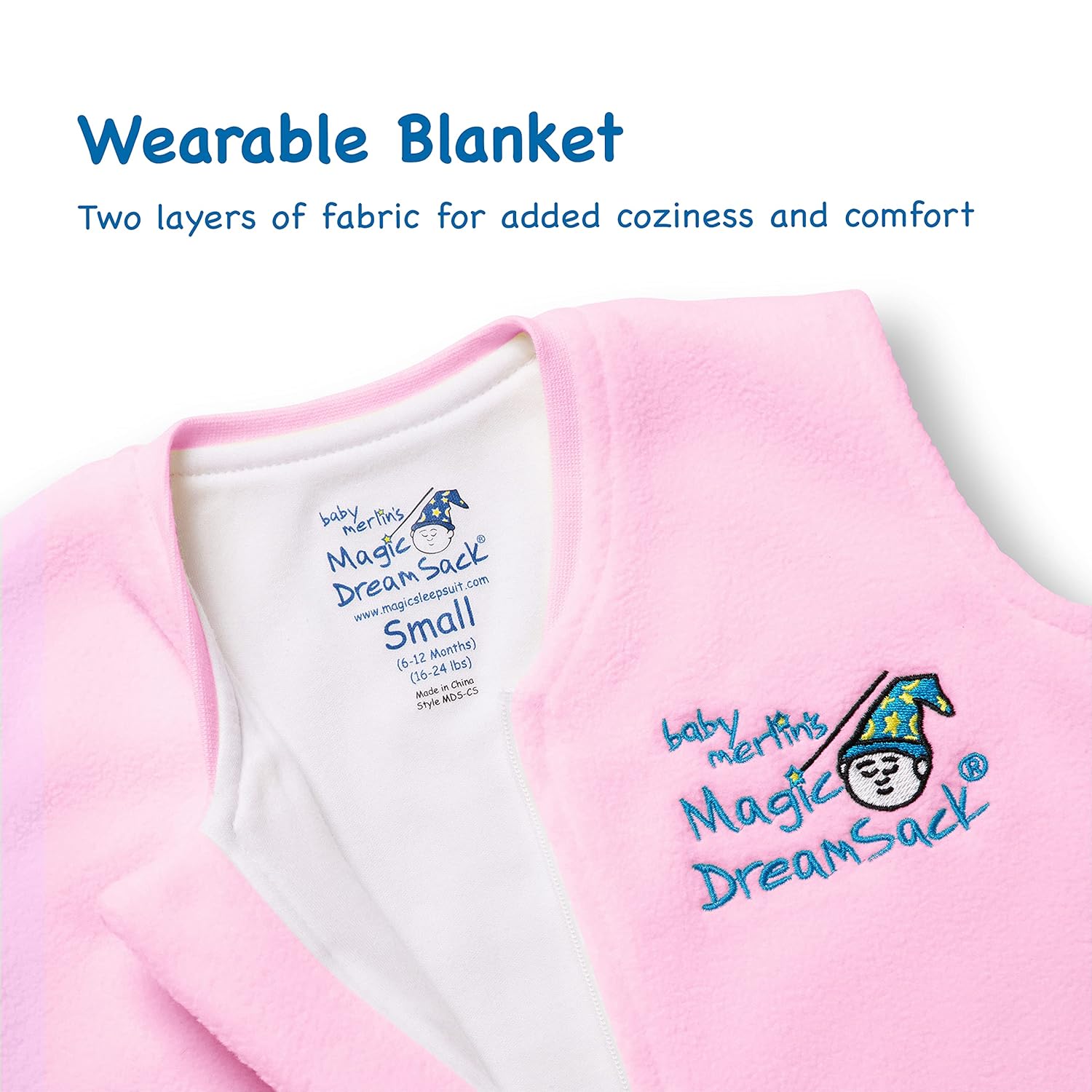 Magic Sleepsuit Baby Merlin's Cotton Baby Swaddle Transition Product - Soft and Cozy Design, Double Zipper for Easy Diaper Changes, Promotes Safe Sleep, 3-6 Months - Blue - Small 12-18lbs