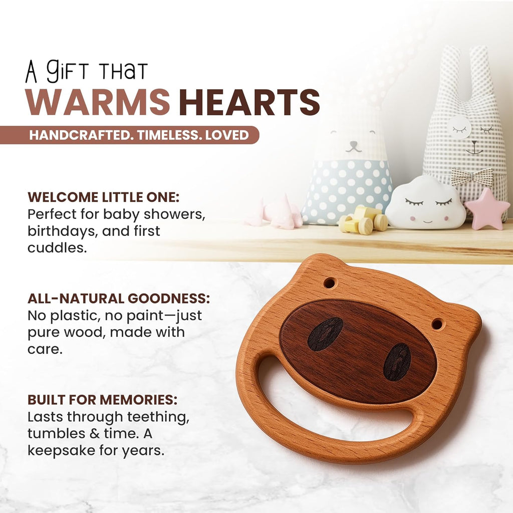 100% Wooden Baby Toy | No Paint, No Plastic | Eco-Friendly Rattle for 0–6 Months