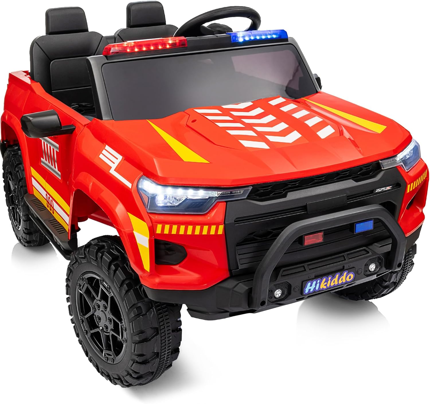 24V 10Ah Electric Police Car Ride on Toy for Big Kids, 4WD 2 Seater Kids Ride on Car SUV w/Remote Control, 4x200W Motors - Red