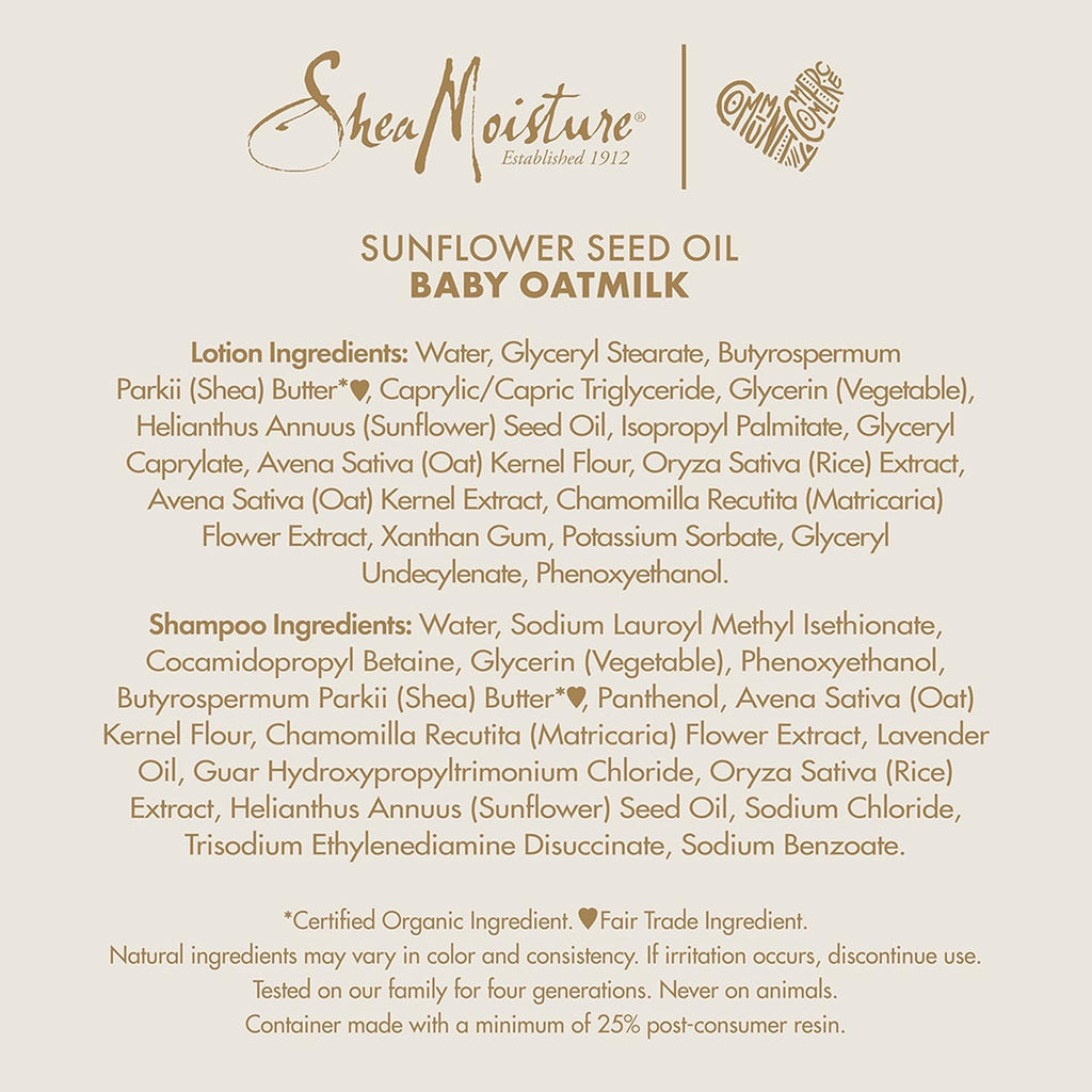 SheaMoisture Baby Wash and Shampoo 21 oz 2 Count - Oat Milk and Rice Water Care with Shea Butter for Sensitive and Dry Skin, Hypoallergenic, Sulfate and Paraben Free, Fragrance Free