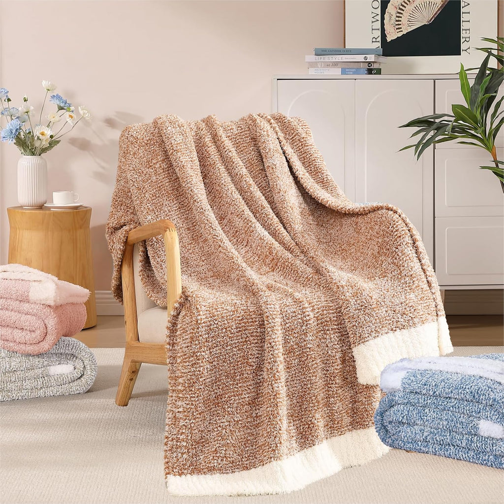 WRENSONGE Throw Blanket Cationic Dyeing Burnt Orange Soft Cozy Fluffy Warm Hand Made Weave Throw Blankets for Couch, Sofa, Chair, Bed, Camping, Picnic, Travel Lightweight Bed Blanket - 60"*80"