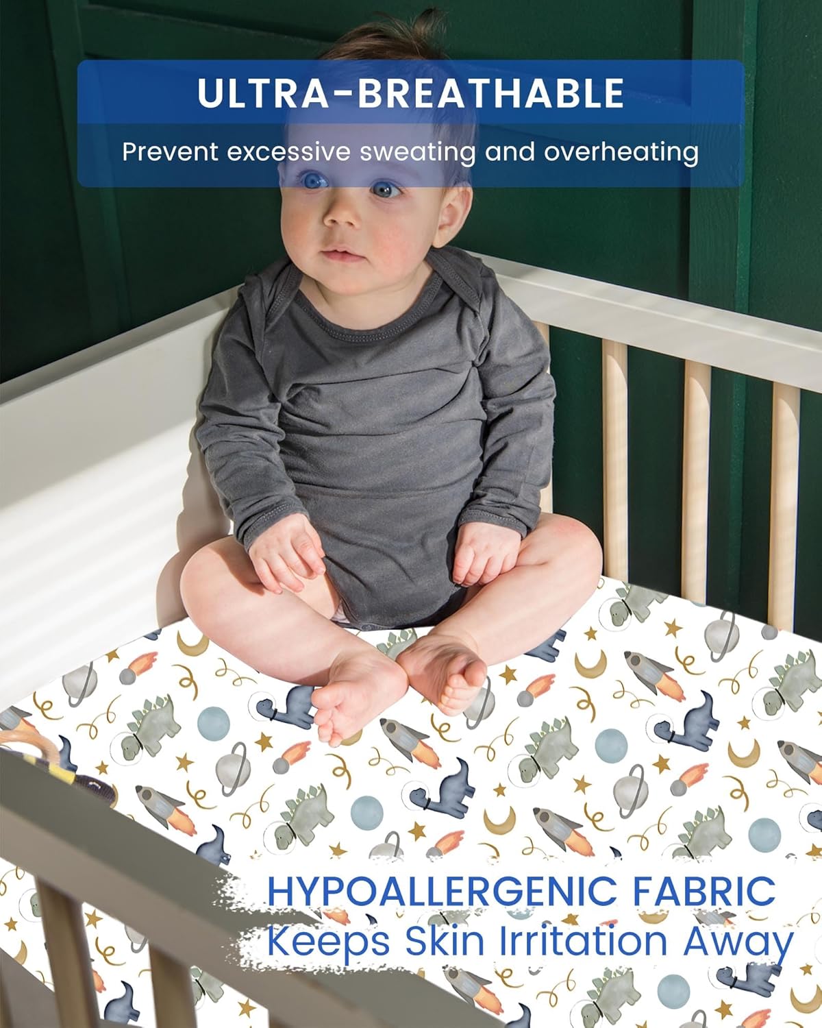 Premium Fitted Baby Boy Crib Sheets for Standard Crib Mattress - Ultra-Soft Jersey Knit Crib Mattress Sheet, Safe and Snug, Durable, Stylish Crib Sheet, 28''x52''x9'' Extra Deep Pocket