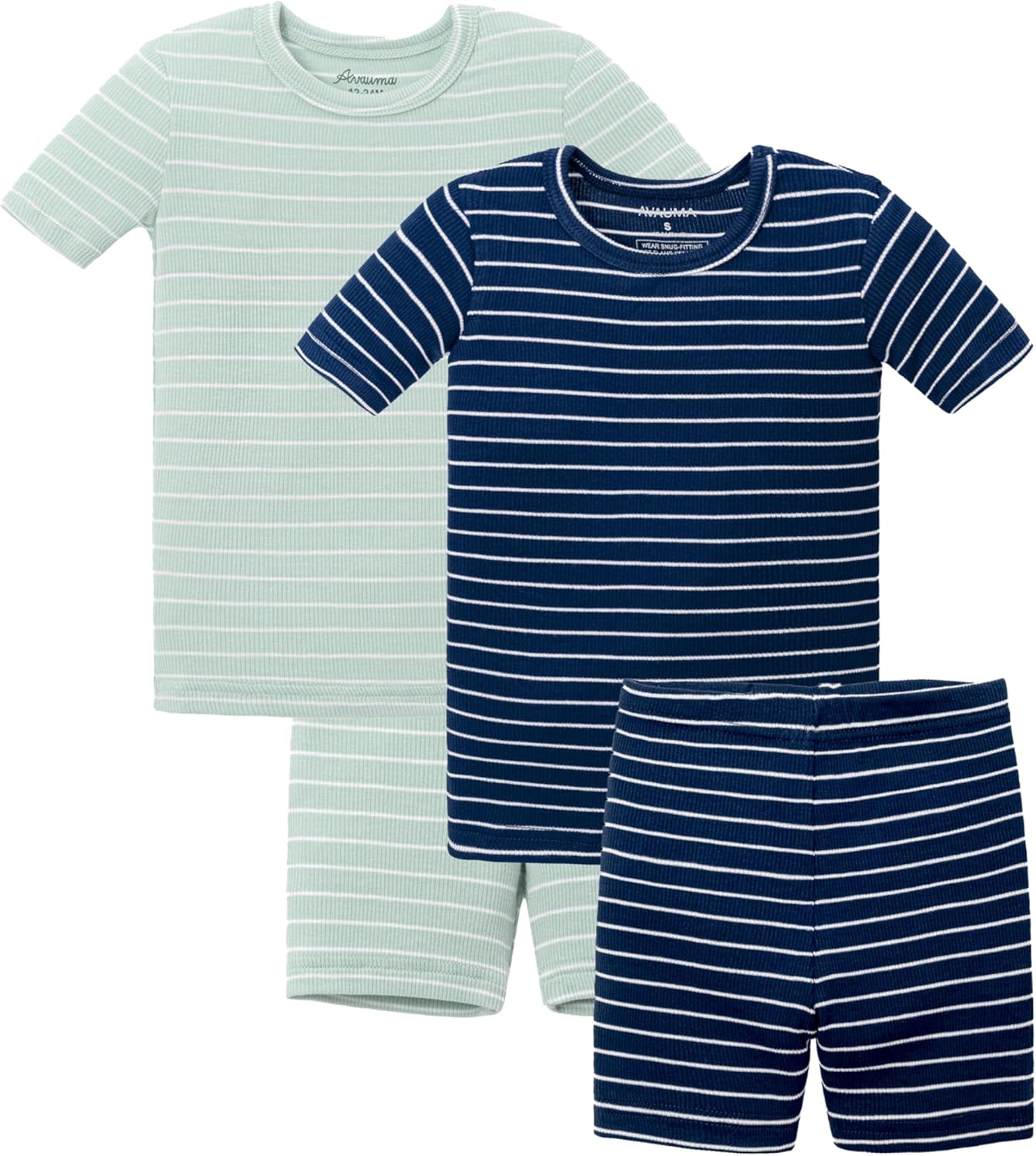 AVAUMA Stripe Pattern Baby Boys Girls Pajama Set Kids Toddler Snug fit Ribbed Sleepwear pjs for Daily Life Style
