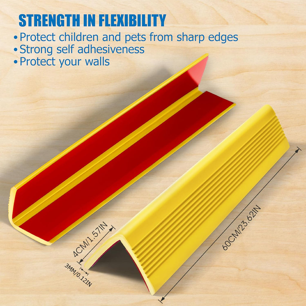 Wall Corner Protectors 4 Pack,1.57x1.57x23.62x0.12 inch PVC Double Side Proof Corner Guards for Sharp Edges, Self-Adhesive Corner Protectors for Home, Kindergarten,Thickness-3mm(0.12 in)