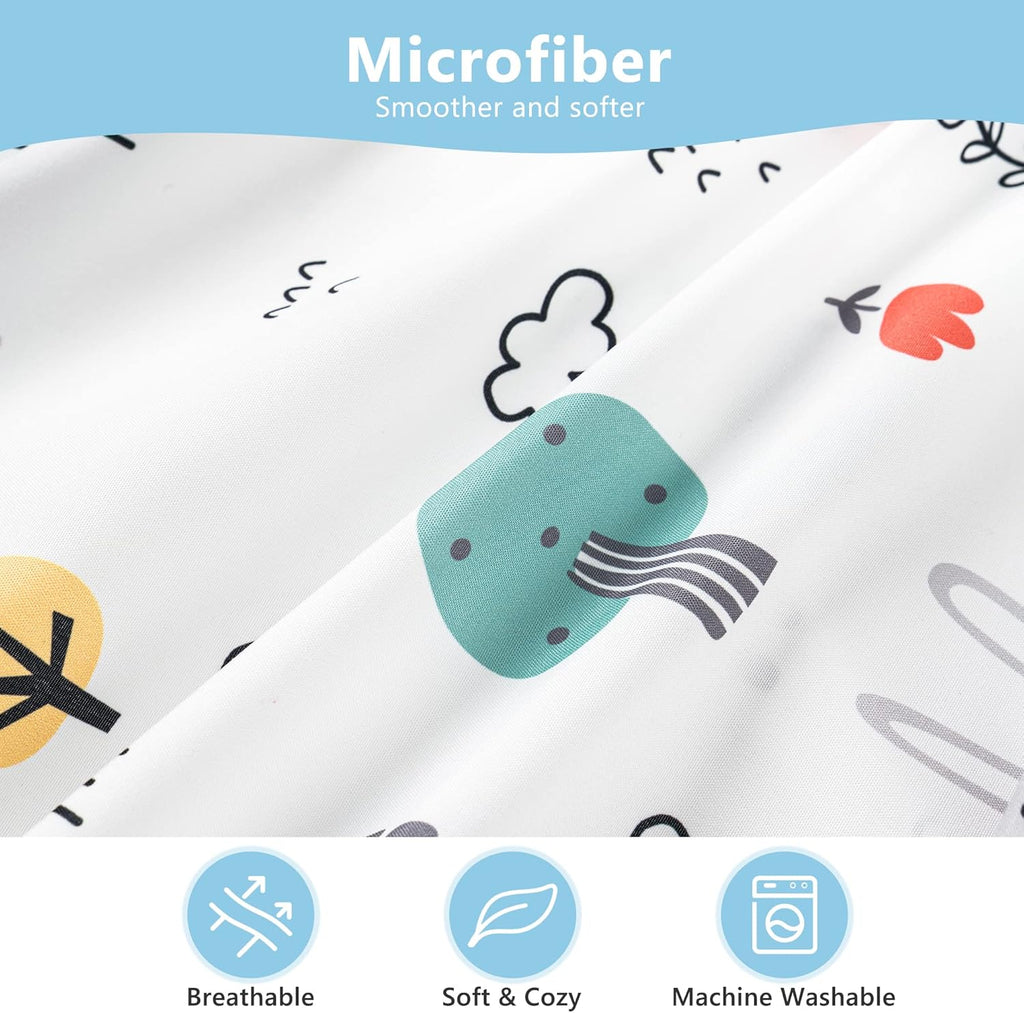 TILLYOU Toddler Pillowcase 2 Pack with Envelope Closure,Silky Soft Microfiber 13" x 18" Kids Travel Pillow Cases,Bib Bear & Colorful Love