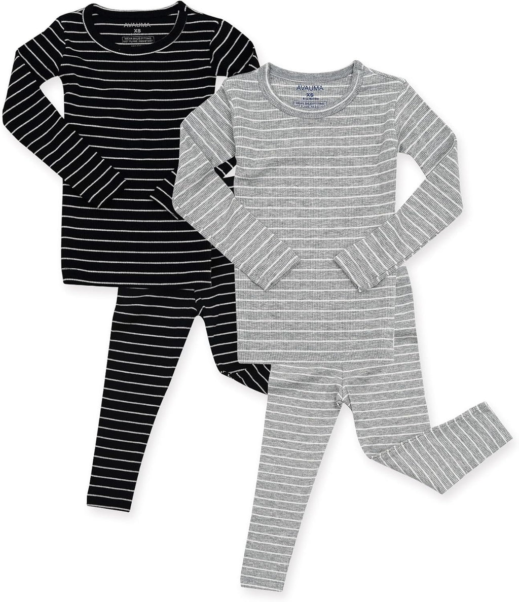 AVAUMA Stripe Pattern Baby Boys Girls Pajama Set Kids Toddler Snug fit Ribbed Sleepwear pjs for Daily Life Style
