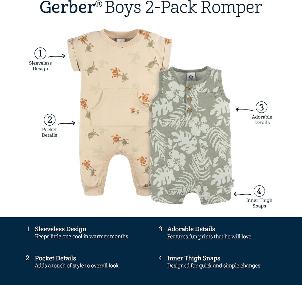 Gerber baby-boys Short Leg and Long Leg Romper Set