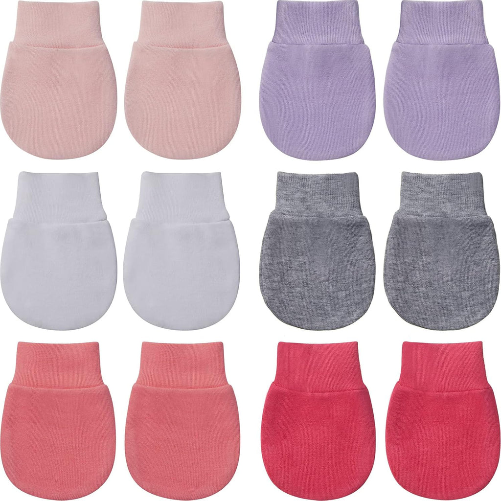 Geyoga 6 Pairs Newborn Baby Mittens No Scratch Gloves Infant Toddler Anti Scratch Essentials Unisex for 3-9 Months Girls Boys