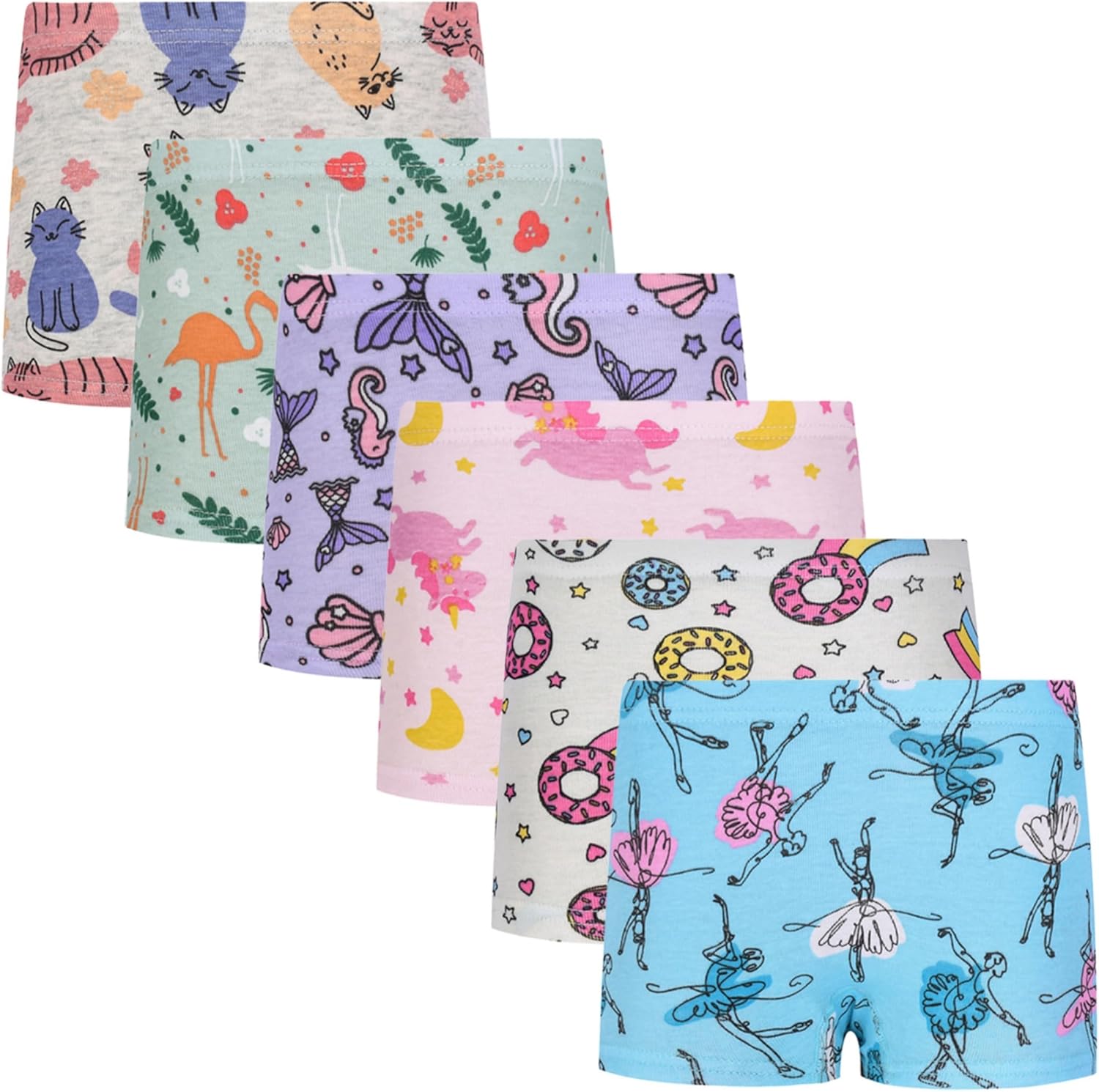 Cczmfeas Girls Hipster Cotton Underwear Boyshort Panties 6 Pack