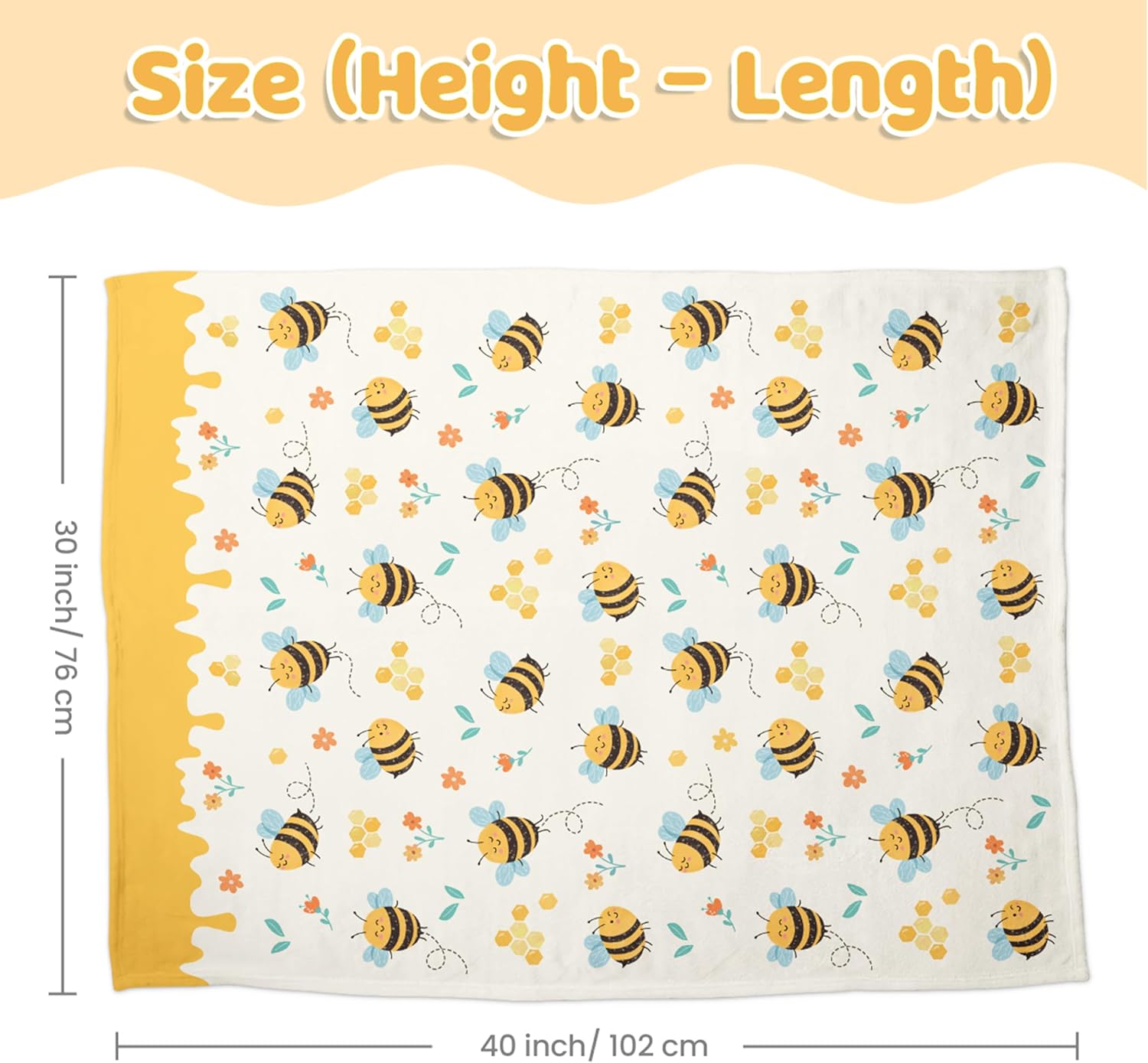 Bee Kid Blankets for Girls - 30 x 40 Soft Minky Blanket with Double Layer Dotted Backing - Gifts for Girl on Birthday Christmas