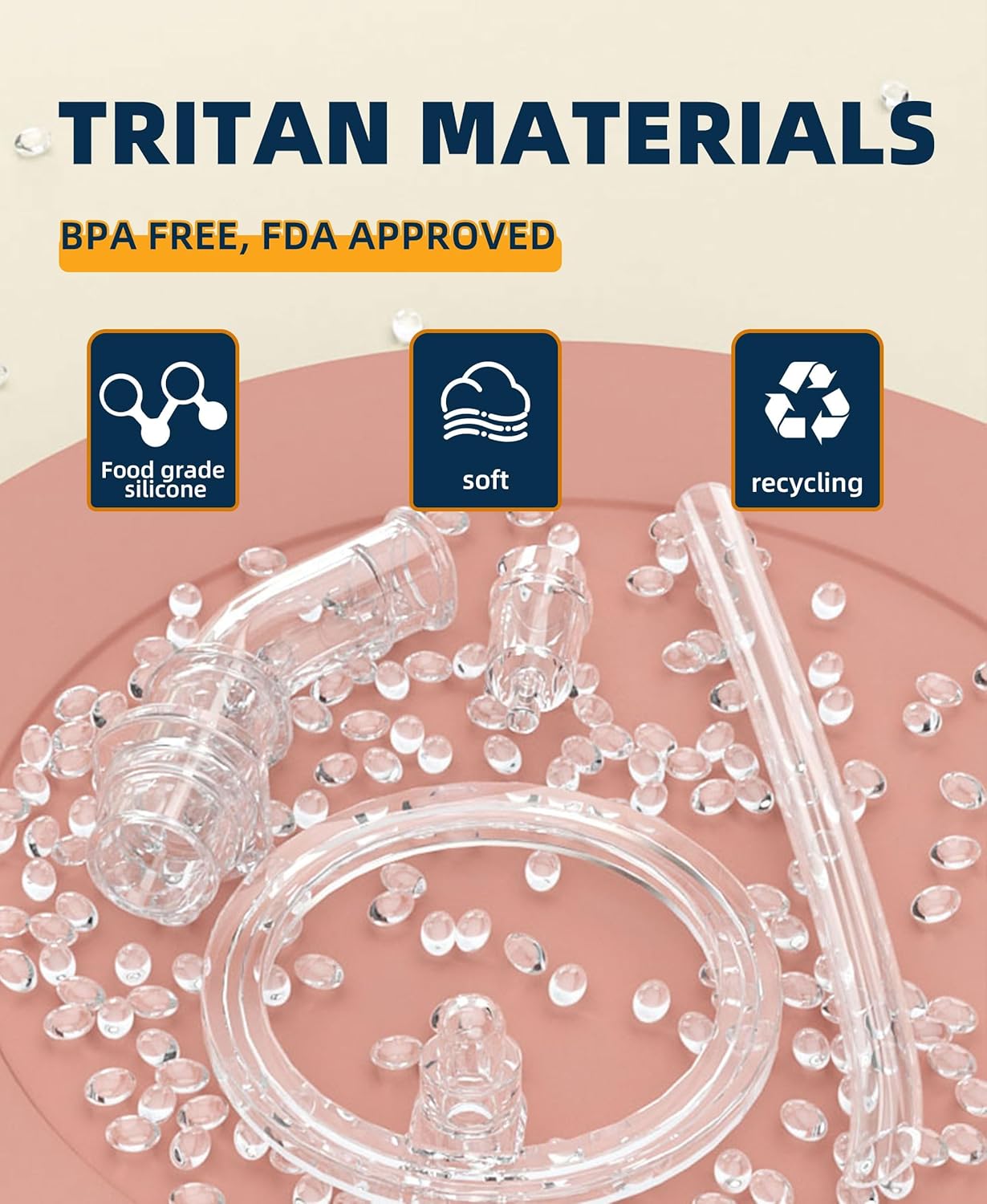 Bunnytoo Baby Sippy Cup with Weighted Straw for Infants 6-12 Months, 8oz Toddler Drinking with Handles, BPA-Free, Transition Trainer for 1+ Year Old (Blue)