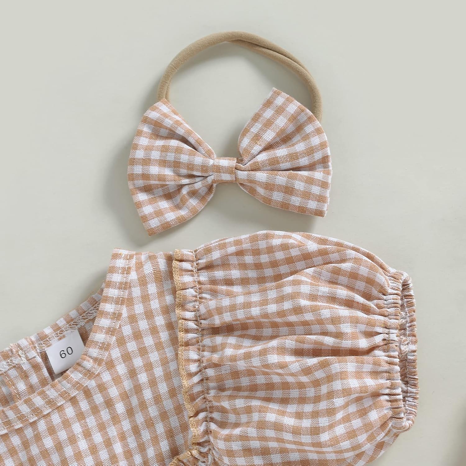 Douhoow Infant Baby Girl Plaid Romper Baby Sweatshirt Romper Ruffle Festival Clothes Fall Winter Outfits with Headband