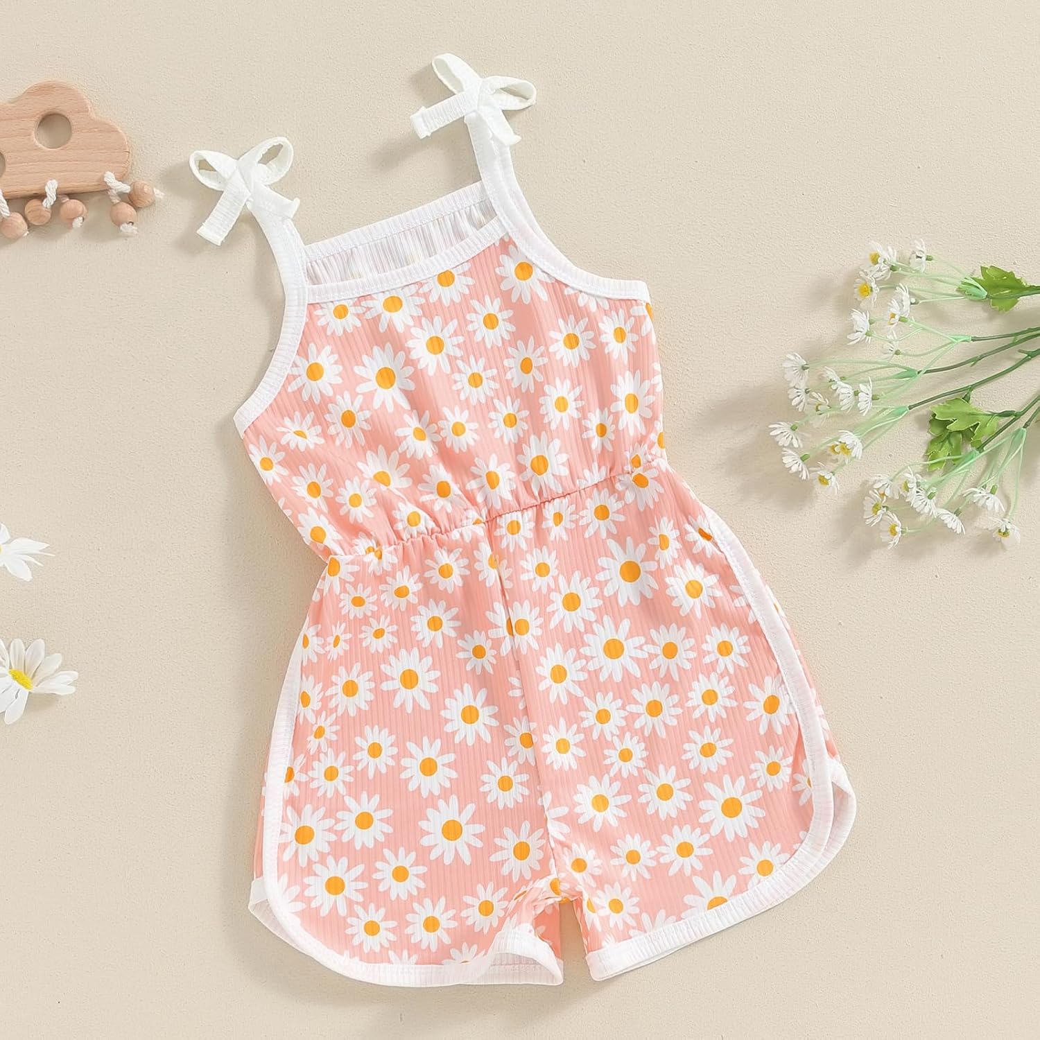 WZTYYDS Toddler Baby Girl Summer Clothes Floral Romper Tie-Up Strap Halter Jumpsuit Infant Summer Sling Playsuit 6M-3T