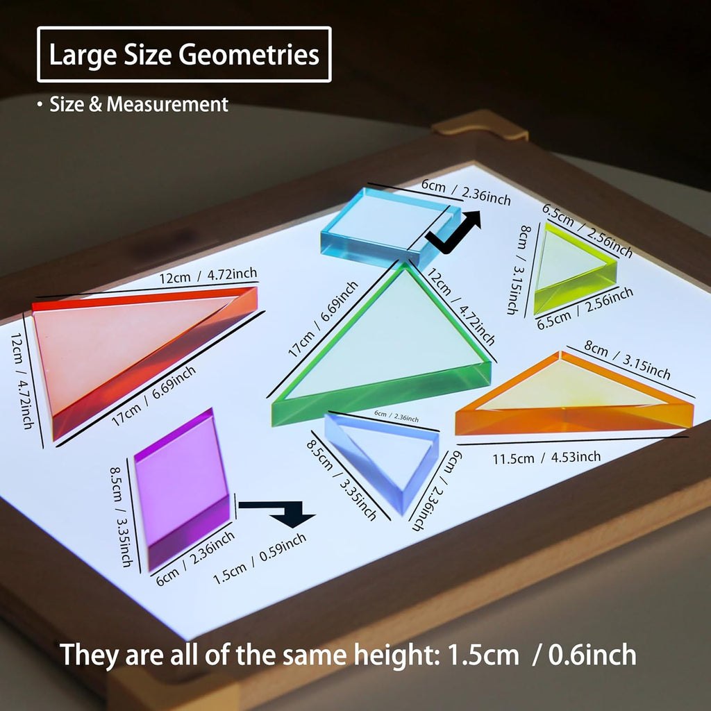 Light Experiment Loose Parts Learning Kit, Light Table Transparent Materials, STEAM Activitis for Kids 3+, Montessori & Reggio Inspired Kindergarten Preschool Classoom Accessary (Regular Size)