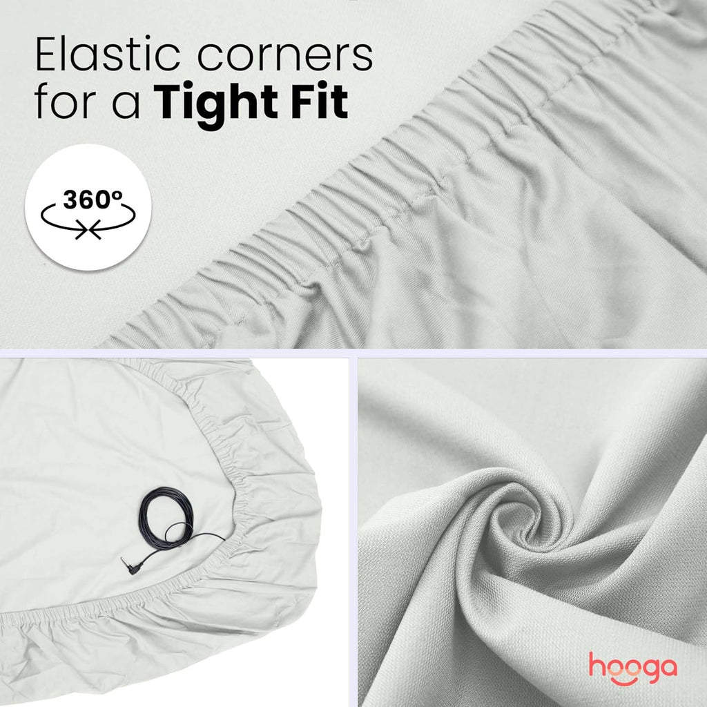 Hooga Grounding Crib Sheet, Organic Fitted Grounded Sheet for Baby Crib, Earth Connected Bedding (52”x28”x8”) Pure Silver Fiber and Cotton, Grounding Cord Included. Off White