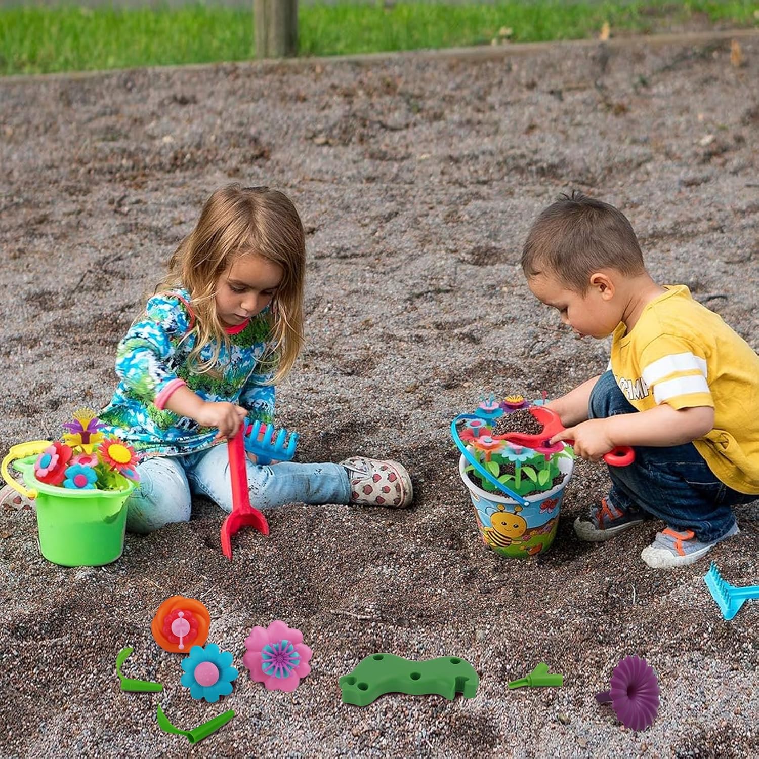 BIRANCO. Flower Garden Building Toys - Build a Bouquet Floral Arrangement Playset for Toddlers and Kids Gifts Age 3, 4, 5, 6 Year Old Girls, Educational STEM Toy (120 PCS)