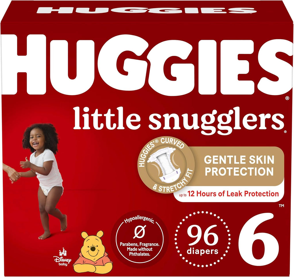 Huggies Size 6 Diapers, Little Snugglers Baby Diapers, Size 6 (35+ lbs), 96 Ct (2 packs of 48)