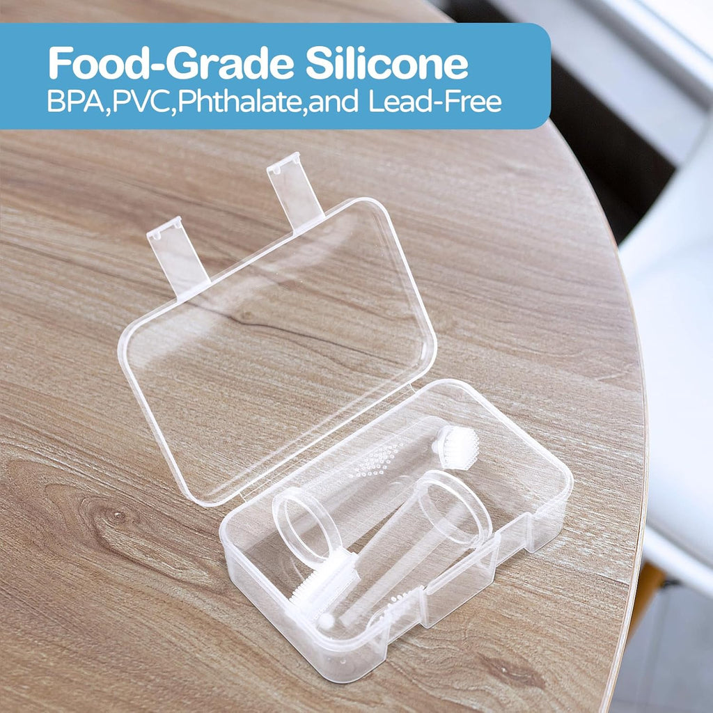 dearlomum Finger Toothbrush for Teething Training, Silicone Oral Cleaner for Newborns and Toddlers, 2PCS