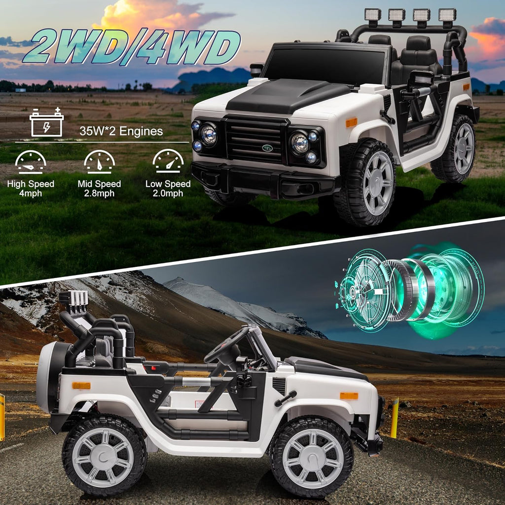 12V SUV 5MPH 2-Seater Ride on Toys, Ride-on Truck Toy w/Parent Remote,4W/2D 3-Speed Kids Electric Vehicles with Motor,Spring Suspension,LED,Music (12V Electric Ride on Truck SUV)