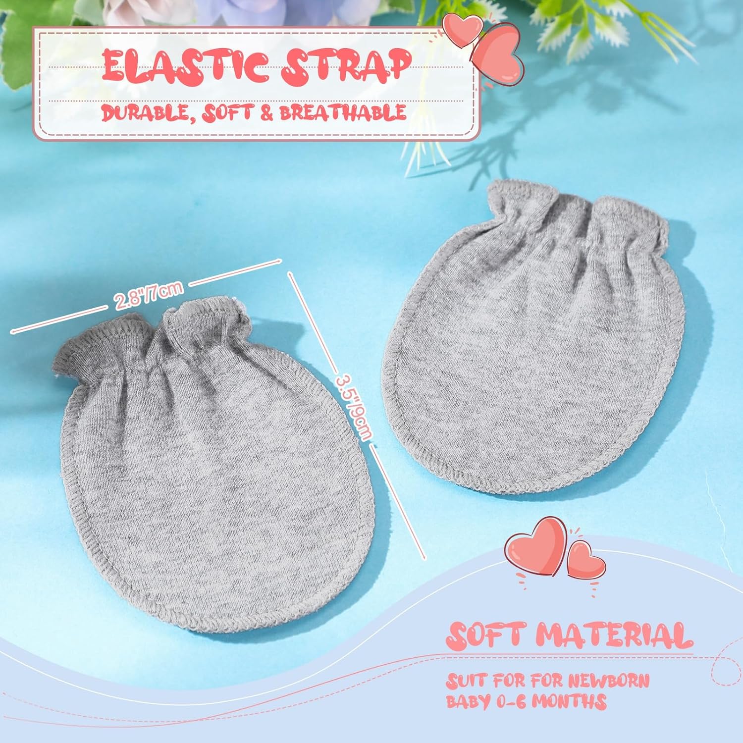 9 Pairs Newborn Baby Boys Girls Mittens 0-6 Months Infant Toddler Mittens No Scratch Solid Color Gloves