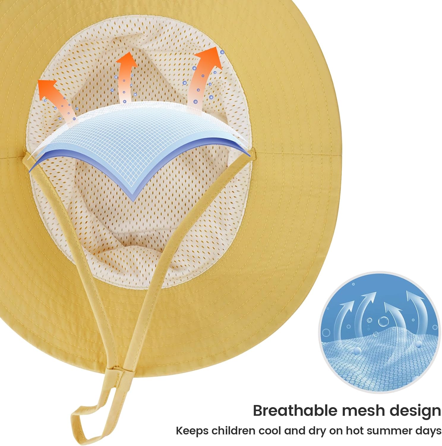 Baby Sun Hat 0-6 Years Toddler Boys Girls Adjustable Bucket Hats Kids Bucket Hats UPF 50+ Wide Brim Beach Swim Pool