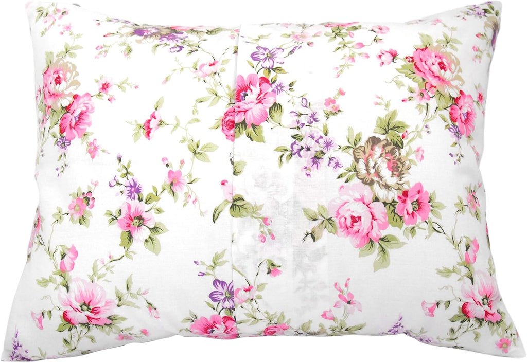 13x18 Toddler Pillowcase Cotton - Rose Pink Pillow Covers for Girls, Crib Pillows for Toddlers, Travel Size Pillow Case Cover for Girls - Pink Roses