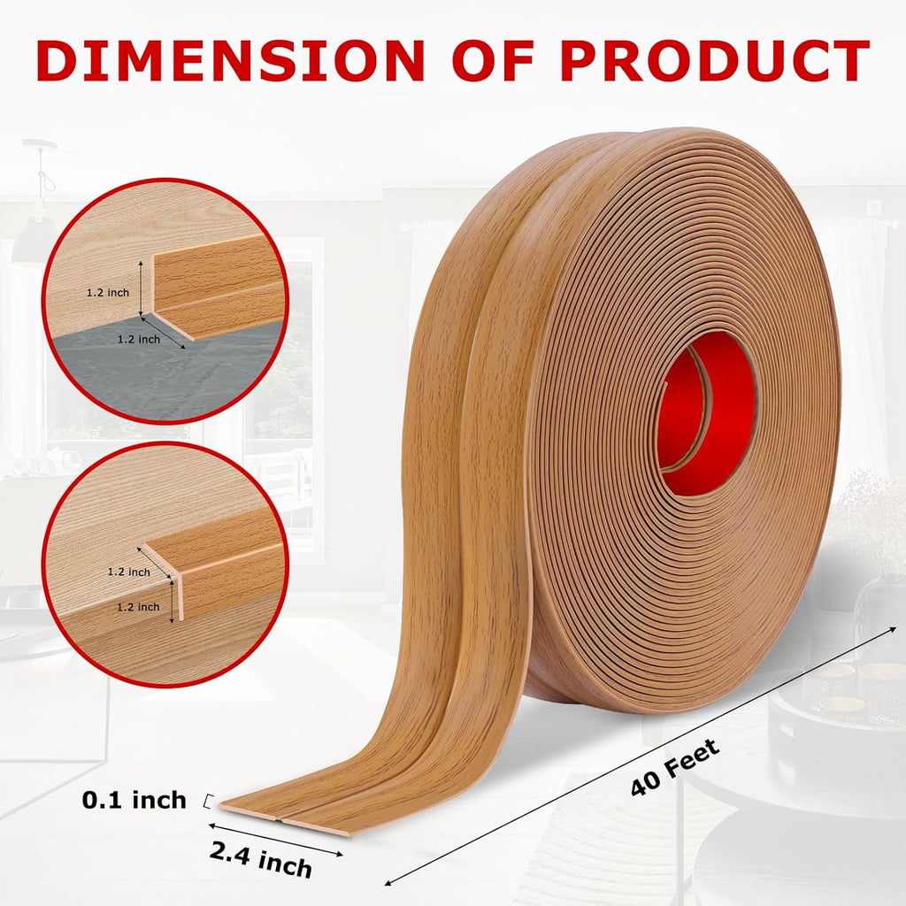Flexible Wall Corner Protector Moulding Trim Peel and Stick Wall Corner Guards Edge Protector Self Adhesive Molding Trim Strip for Edge Ceiling (Light Brown Wood Grain, 2.4 in x 40 Ft)