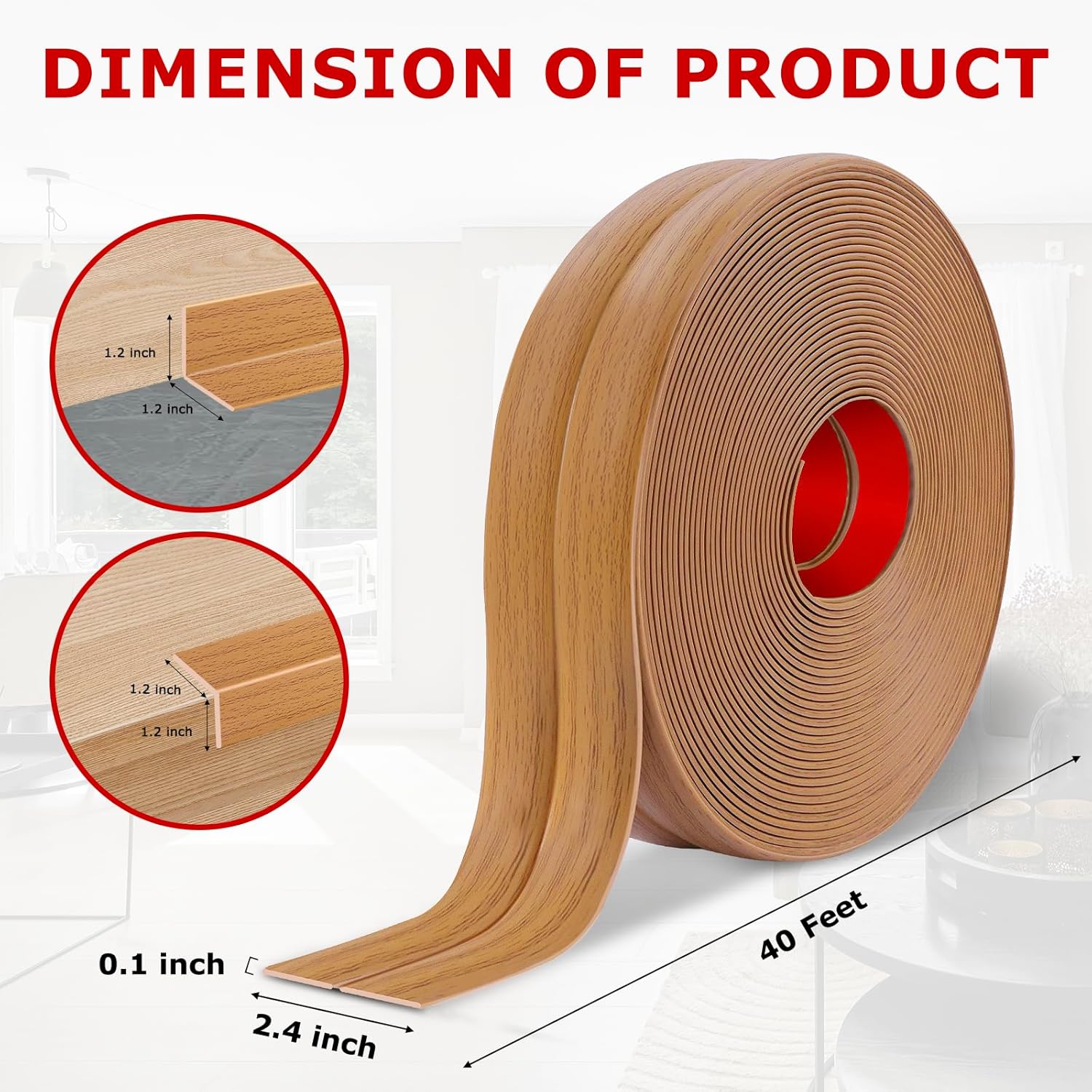 Flexible Wall Corner Protector Moulding Trim Peel and Stick Wall Corner Guards Edge Protector Self Adhesive Molding Trim Strip for Edge Ceiling (Light Brown Wood Grain, 2.4 in x 40 Ft)