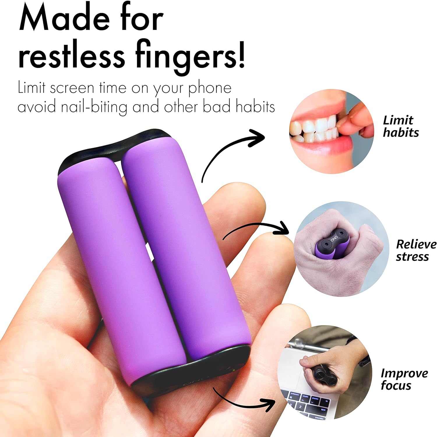 ONO Roller - Handheld Fidget Toy for Adults | Help Relieve Stress, Anxiety, Tension | Promotes Focus, Clarity | Compact, Portable Design (Junior Size/ABS Plastic, Purple)