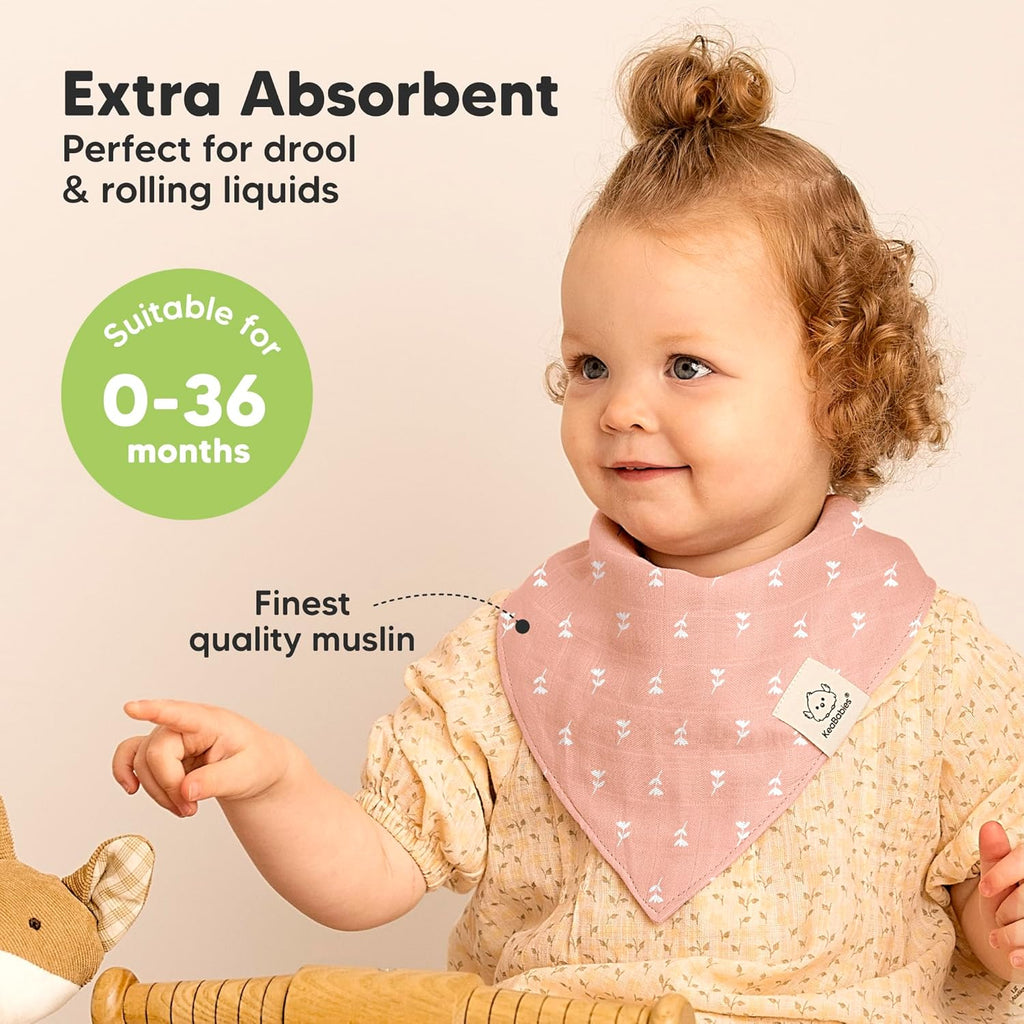 8-Pack Muslin Baby Bibs for Boys, Girls - Muslin Bandana Drool Bibs for Baby Girl & Boy, Drooling Newborn, Teething Toddler, Infant 0-36 Months, 100% Cotton Extra Absorbent & Soft(Wild Bloom)