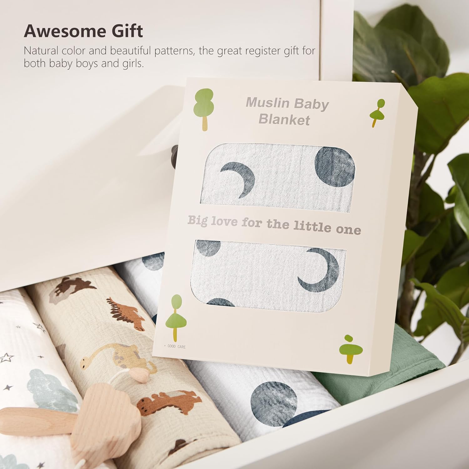 Susurration Baby Blanket for Unisex Boys Girls, Soft Nursery Minky Blanket with Muslin Cotton Front and Dotted Fleece Back, Receiving Blanket for Baby Newborn Infant, 30x40inch (Bluemoon)