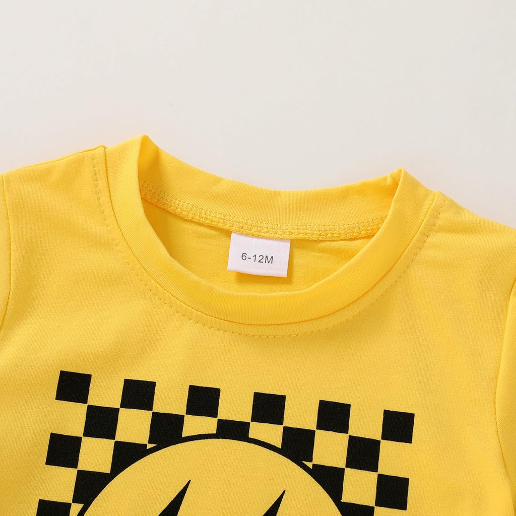 Happy Town Toddler Clothes Baby Boy Girl Smiley Face Shirt Short Sleeve T-Shirt Tee Summer Tops Outfits