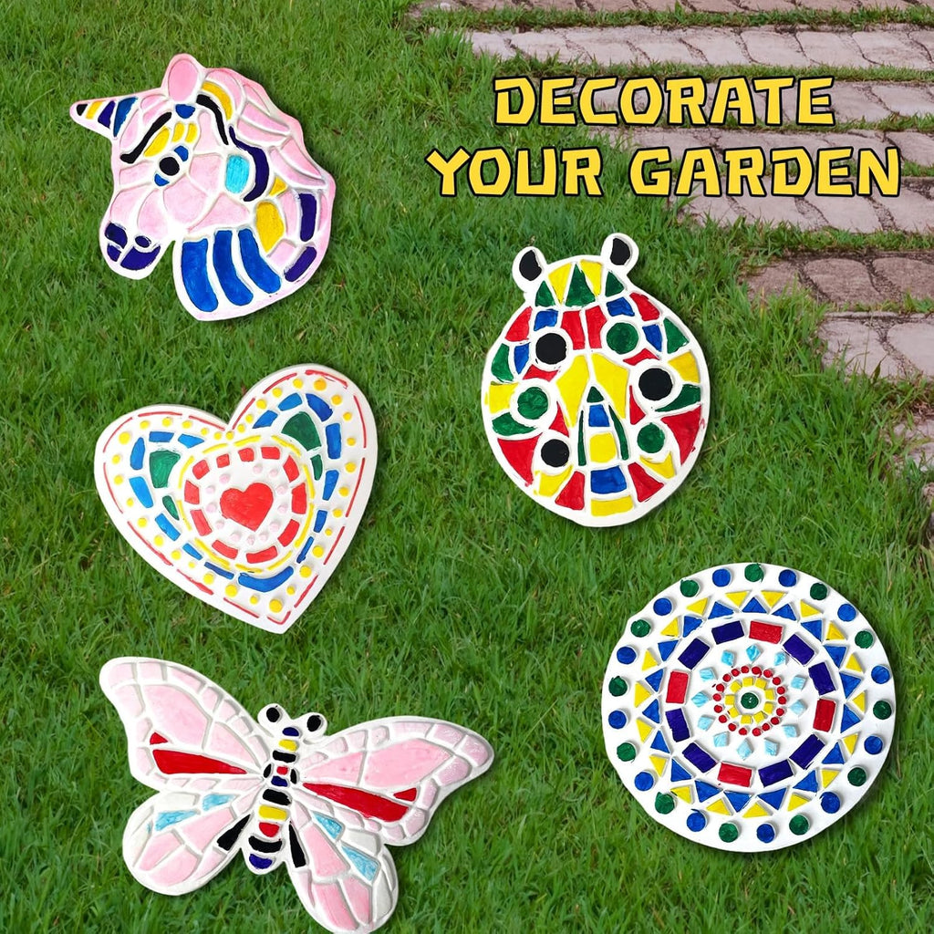 EggSun 8Pcs Stepping Stones Painting Craft Kit for Kids 4 8 6, DIY Garden Stones Outdoor Paint Your Own Ceramic Unicorn Arts and Crafts for Boys Girls Ages 4 7 9 10 12 Birthday Gifts