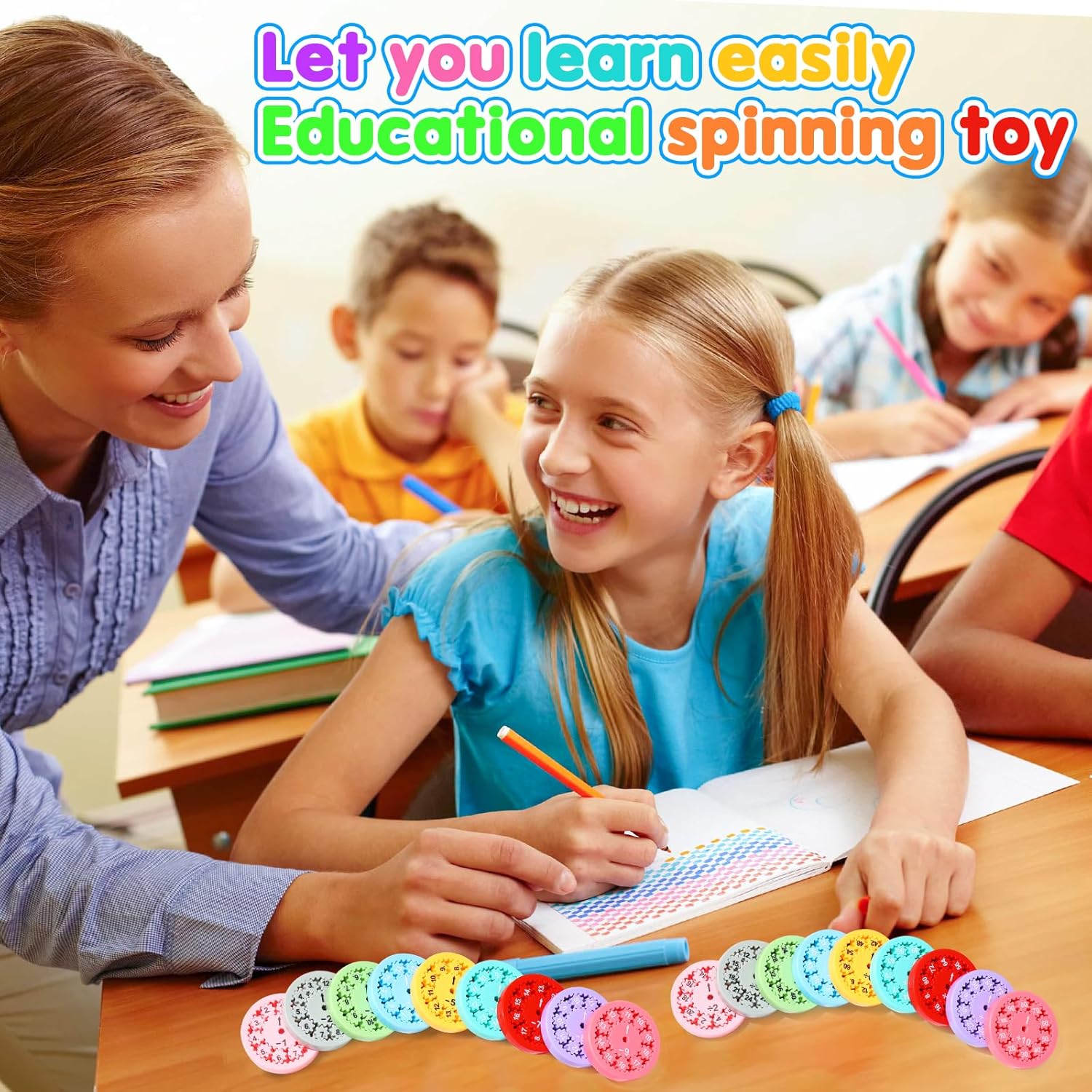 Math Fidget Spinners, Math Fidget Toy Multiplication for Kids, Math Facts Fidget Spinners, Learning Multiplication and Division Education Toys for Kids, Math Game for Home School Classroom Prizes