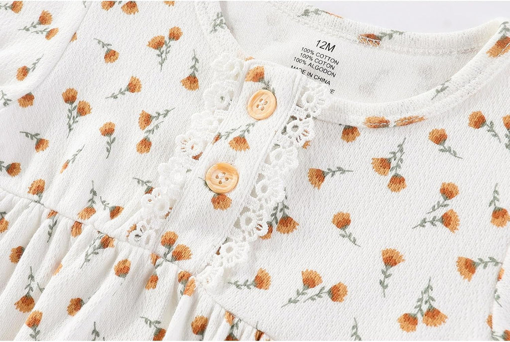 Baby Girl Clothes Cotton Bubble Romper Floral Bodysuits Infant Outfit Set