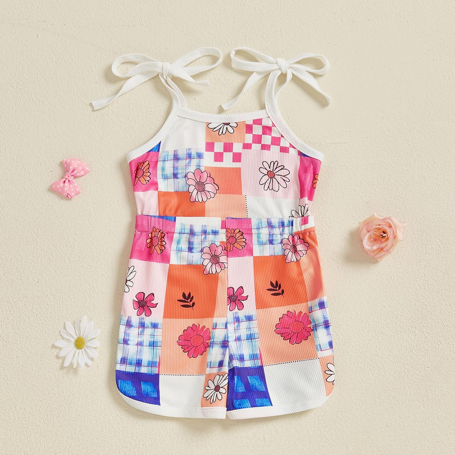 WZTYYDS Toddler Baby Girl Summer Clothes Floral Romper Tie-Up Strap Halter Jumpsuit Infant Summer Sling Playsuit 6M-3T